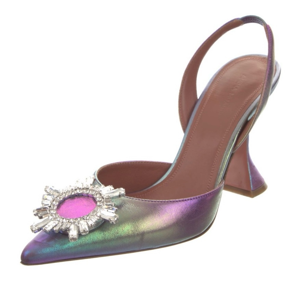 SOLDAmina Muaddi Nappa Unicorn Begum Lambskin sling back 95mm